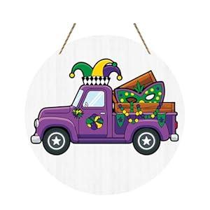 Mardi Gras Door Decorations,Mardi Gras Door Hanger,Masquerade Decorations,Fleur De Lis Mask Decor,New Orleans Brazi Carnival Wooden Wall Decor for Home Office Garden Party