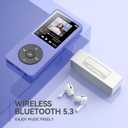 AGPTEK A02 MP3 Player with Bluetooth 5.3, 1.8 inch Screen Portable Music Player with Speaker, FM Radio, Voice Recorder, Supports Expanded Up to 128GB(Purple, 32GB)