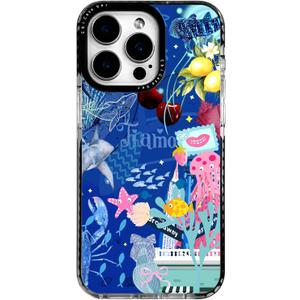 for iPhone 12 Pro Case Pink Ocean Adventure Collage Pattern Military Grade Drop Protection, Voyage Slim TPU with Camera Protection, Aesthetic Summer Design for Women Girls (BlueOctopus)