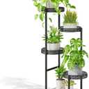 5 Tier Plant Stand Indoor Outdoor, Tierd Corner Metal Plant Stands Holder for Multiple Plants, Flower Orchid Pot Shelf Display Rack for Living Room Balcony Garden Patio, Black (5 tier-Hollow Black)