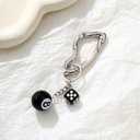 Dhdfisd Twist Knot Clasp Keychain 8 Ball Dice Keychain Bag purse handbag Charms Fashion Accessory Heavy Duty Snap Hook(R 8 Ball)