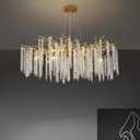 Tree Branches Chandeliers Luxury Round Raindrop Crystal Pendant Light 15 Lights Tassel Ceiling Hanging Light for Dining Room Bedroom Living Room Entryway 39.5" Gold, Round D39.4" Gold