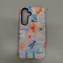 Compatible with Samsung Galaxy S25,Frosted Dual-Layer Protection with Phone Case Cover - Beachy Collage Aesthetic Turtles Floral