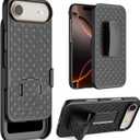 for iPhone 17 Air Holster Case, Belt Clip Cover Shell Holster Combo Slim Rugged for iPhone 17 Air with Kickstand (6.5") 2025 Release, Black