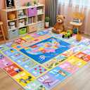 Kids Rugs for Playroom, 5x7 ft Kids Rug for Learning ABC Alphabet | Soft & Non-Slip, Numbers, Shapes & Map, Educational Classroom Carpet Washable Play Mat for Bedroom Nursery & Kids Room Decor