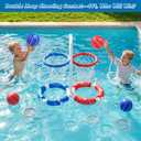 Double Pool Basketball Hoop with Backboard &Ring Toss Game, 2-in-1 Floating Pool Toy with 4 Balls 8 Rings&Pump,2 Player Games Summer Activities for Kids 5-8 8-12& Adult,Outdoor Swimming Party Gifts