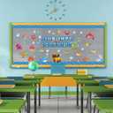 2 x Pajean 83 Pieces Ocean Beach Theme Classroom Bulletin Board Decoration Sets Dive into Learning Sea Animal Jeweled Fish Treasure Box Cutouts for Under The Summer Classroom Wall Decor