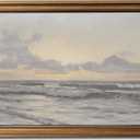 Gold Framed Wall Art Vintage Canvas Wall Art Aesthetic Coastal Landscape Sea Sky Artwork Prints Picture for Living Room Bedroom Farmhouse Bathroom Office Decor, 16x24