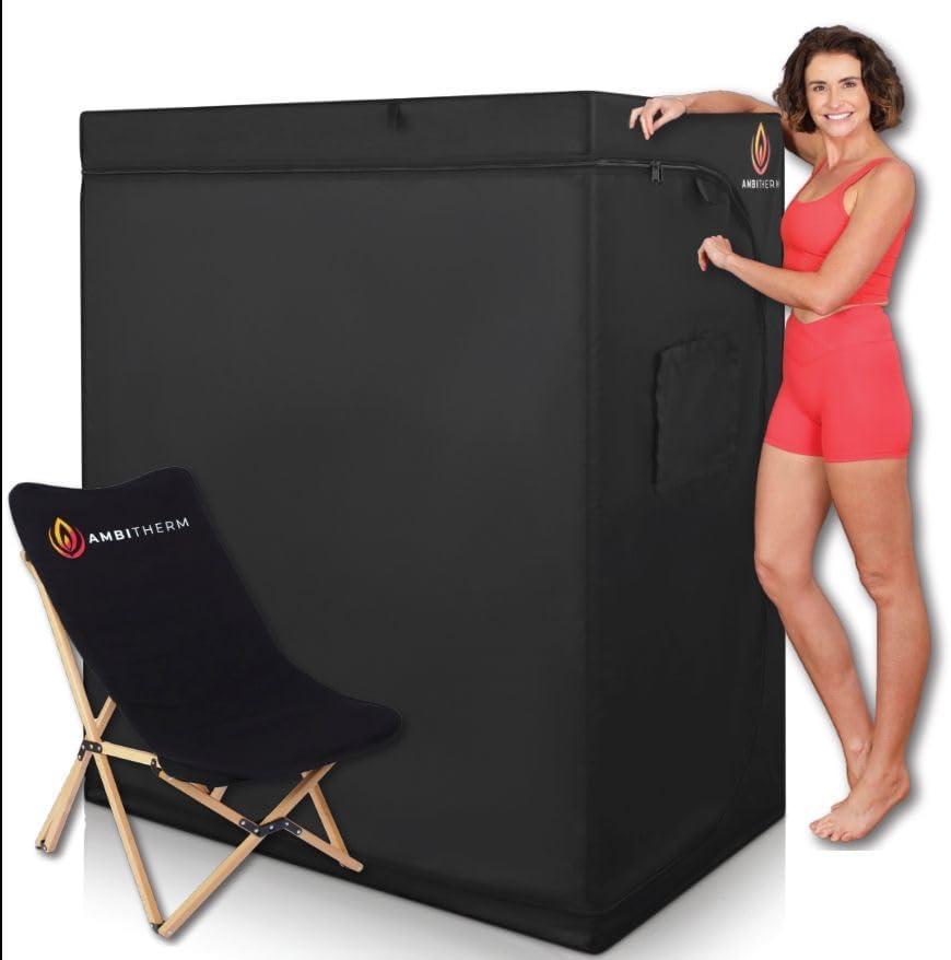 Extra Large Portable Infrared Sauna for Home  Spacious Infrared Sauna Tent with 50% More Legroom, 6 Infrared Heating Panels; Relax in Comfort with High-Back Wooden Chair