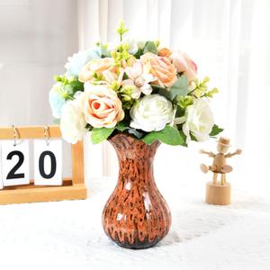Ceramic Vase, Modern Small Vases for Home Decor, Elegant Flower Vase Centerpiece for Tables, Office Desk, Room Decor, Fit for Housewarming, Wedding, Birthday (Orange)