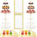 Supernal 10 Pack Dessert Table Display Set -4 Sets 3 Tier Cupcake Stand,6 Pcs Food Serving Trays,Elegant Tableware for Cupcakes and Snacks,Perfect for Tea Party Baby Shower Decorations(White and Gold)