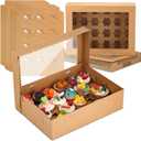 10 Pack 24 Count Cupcake Boxes, Mini Cupcake Containers, 14.9 x 11 x 4 Inch Kraft Disposable Bakery Boxes with Window and Inserts for Birthday Holiday Party Bakery Desserts (Brown)