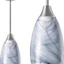 EDISHINE Pendant Light Fixture, Handcrafted Art Glass Hanging Light, Hardwired Ceiling Light, Grey Marble Glass Shade, Adjustable Brushed Nickel Rods, E26 Base, Pendant Lamp for Kitchen Island, Bar