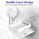 Soap Dish for Shower, Removable Suction Cup Bar Soap Holder, Wall Mounted Soap Case for Bathroom Countertop, Kitchen & Bathroom Shower Essentials Accessories (White)