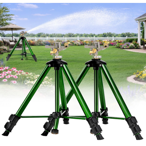 Impact Lawn Sprinkler with Tripod Stand, Adjustable 0360° Rotating Sprinklers for Yard & Garden, Wide Coverage Garden Hose Sprinkler Fits 3/4" Hose for Grass Watering (2packs)