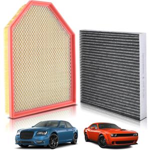 partszen 68071668AA Cabin and Engine Air Filter Fit for Chrysler 300 3.6L/ 5.7L/ 6.4L for Dodge Challenger 3.6L/ 5.7L/ 6.2L Charger 3.6L/ 5.7L/ 6.2L/ 6.4L 2011-2023 Replace 04861746AB CA11257