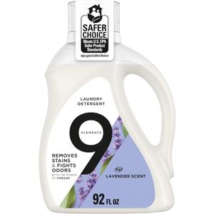 9 Elements Natural Laundry Detergent Liquid Soap, Lavender Scent, Vinegar Powered, 92 Fl Oz, 1 Count, Liquid Laundry Detergent, Laundry Soap