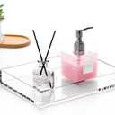 DINGHUO Acrylic Perfume Bathroom Vanity Counter Tray, Clear 9.45"x7.09"x1.38" Rectangle Countertop Organizer for Jewelry Candles Soap Makeup Toilet Tank Kitchen - 1 Pack