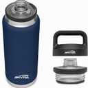 AMVRA Rambler 18 oz Bottle, Vacuum Insulated, Stainless Steel with Chug Cap, Leakproof, BPA Free – Keeps Drinks Cold 24H Hot 12H – Reusable Travel Bottle, Navy