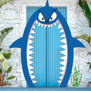 Preboun Shark Party Decorations Shark Door Backdrop Birthday Party Decoration 69 x 96 Sign Door Baby Shower Banner for Ocean Sea Animals Fish Theme Supplies