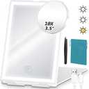 3 x Travel Makeup Mirror with Lights Valentines Day Gifts for Her, Girlfriend, Wife, Birthday Gifts Rechargeable Portable Folding Compact LED Mirror Set with Tweezer 3 Color Light Modes