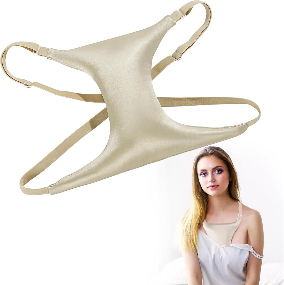 ROYALAY Chest Wrinkles from Side Sleeping,Breast Support Pillow with Adjustable Thickness,Silk Breast Pillow for Chest Wrinkles Prevention,Breastfeeding Pillows breast friend nursing pillow(champagne)