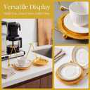 2 Pack Cup and Saucer Display Stand, Gold Teacup Saucer and Spoon Holder with Base, Decorative Plate Storage Rack, Desktop Coffee Mug Organizer for Plates, Bowls, Tablet, Art