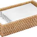 Sumnacon Napkin Holder, Rattan Napkin Holder for Table, Wicker Bathroom Napkin Holders Tray Decorative Guest Towel Holder Tray for Bathroom Kitchen Dining Table Party Holiday, Honey Brown