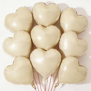 10pcs Beige Heart Balloons - 18 Inch Retro Apricot Heart Shaped Balloons for Baby Shower, Wedding, Valentine's Day Decorations 