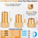 Moxweyeni 6 Pack 1/2'' Brass Extension Adapter Set, 1/2 Male x 1/2'' Female Brass Pipe Extension Fittings, Nipple Pipe Adapter for Tub Spout/shower, Length 30mm/40mm/50mm with Sealing Tape