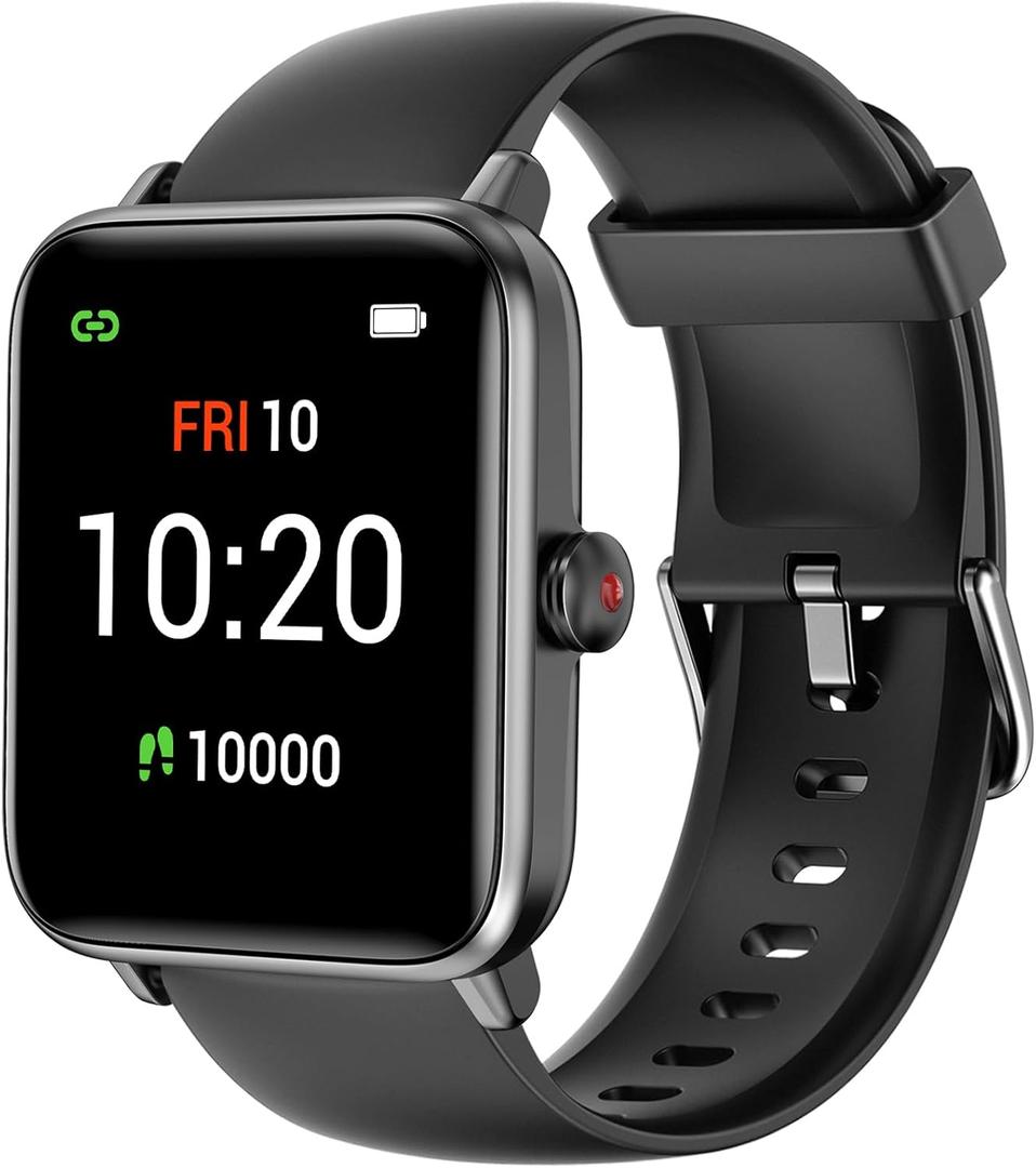 Smart Watch, Fitness Tracker with Heart Rate Monitor, Blood Oxygen, Sleep Tracking, 41mm Smartwatch Waterproof with Pedometer for Women Men Watch Compatible with Android iOS Phones (Black)