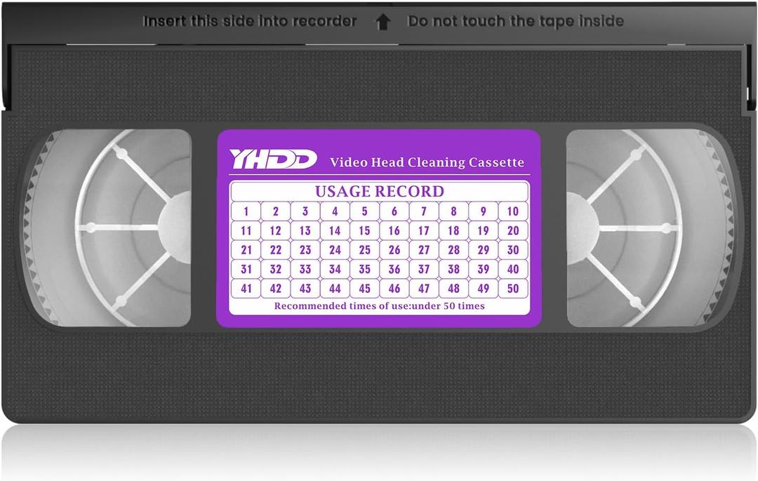 VCR Head Cleaner Tape for VHS/VCR Players, Dry Type Reusable Video Head Cleaner