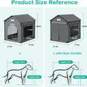 Dog House Indoor Outdoor Dog Kennel with Cushion for Small Medium Dogs Cats, Cozy Cooling Cat Nest Puppy Cave Sofa Pet Products Easy Assembly Grey, L w/Door Curtain: 27.6" L x 21.3" W x 26.8" H