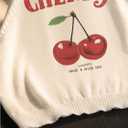 WDIRARA Women's Cherry Letter Print Crop Sweater Knit Tank Tops Crew Neck Sleeveless Pullovers (XS)