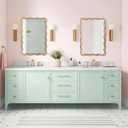 20''x30'' Rectangular Wavy Wall Mirror - Modern Decorative Bathroom Mirror with Scalloped for Modern Farmhouse Vanity, Living Room, Entryway, or Hallway (Gold)