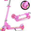 Scooter Toys for Kids Ages 6-12/3-5, Christmas Birthday Gifts for Girls Boys, Easy Folding Kids Scooter with 3 Levels Adjustable Handlebar (Rose Red)