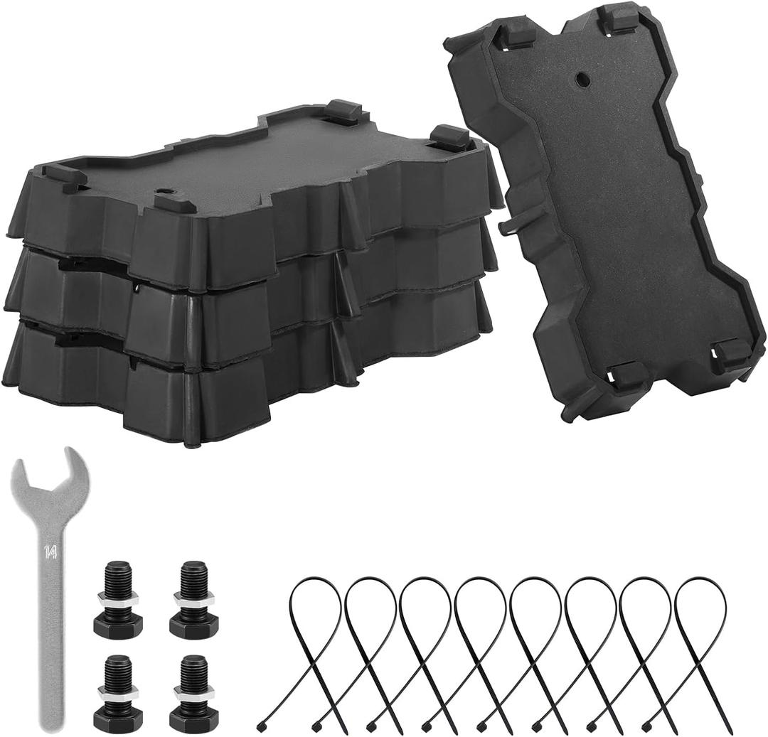 Kohree 4 Pack RV Stabilizer Jack Pads, Sturdy RV Leveling Scissor Jack Block, Stabilizer Pad Solid Rubber Protection Foot for 8.75"-9.5" Length RV Stabilizer Jack, Black