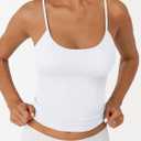 Trendy Queen Double Lined Adjustable Spaghetti Strap Tank Top for Women Cute Summer Basic Crop Top for Teen Workout Going Out (White, L)