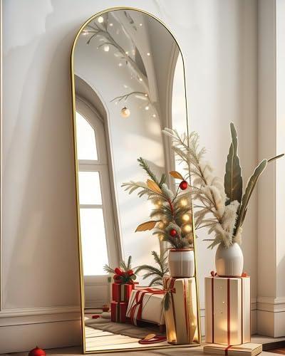 BEVERDY Arched Full Length Mirror - 18" x 58" Floor & Wall Mounted Mirror for Bedroom & Living Room, Gold