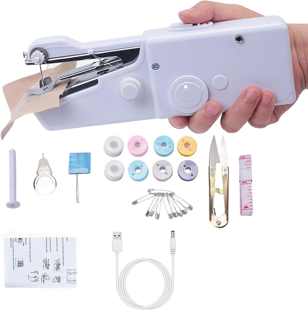 Handheld Sewing Machine,Mini Portable Electric Sewing Machine for Beginners Adult,sewing supplies,Easy to Use and Fast Stitch Suitable for Clothes,Fabrics,DIY Home Travel