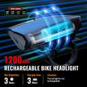 Bike Lights Set with Horn 1400LM USB Rechargeable Bicycle Headlight & Tail Light & Horn Waterproof 3 Lighting Modes Fits Bicycles for Road and Mountain