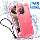 SPORTLINK for iPhone 15 Pro Max Case - IP68 Waterproof Military Protective Full Body Heavy Duty Shockproof 360 Sealed Dustproof with Camera Screen Protector Cover for i Phone 15 Pro Max 6.7" Pink