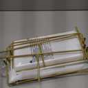 Lifewit 3 Tier Serving Tray for Party, 12" x 6.5" Plastic Tiered Food Serving Platters, White Rotatable Tiered Tray Stand with Gold Collapsible Metal Stand, Dessert Table Display Set for Buffet