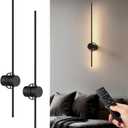 VShape Battery Operated LED Wall Lights 40in, Set of 2, 360° Rotatable, Removable Battery, 3000K, 4500K, 6000K, Adjustable Brightness, Remote & Touch Control, Wall Decor for Living Room, Home