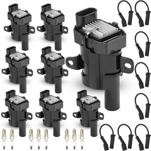 Set of 8 Ignition Coil and 8 Iridium Spark Plug with 8 Wire set Compatible with Chevrolet Buick Cadillac GMC Silverado Express Escalade Replacement for UF262, 748HH 9748HH 41-962