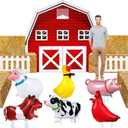 15 Pcs Farm Animal Barnyard Party Decorations Farm Birthday Party Supplies Farm Barn Door Backdrop Party Decor 6 Pcs Hay Paper Boxes 6 Pcs Inflatable Farm Animals Balloons 2 Pcs Fences