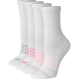 Hanes womens Cushioned Crew Socks, Absolute Active Crew Socks for Women, Seamless Toe, 4-pairs (5-9, White)