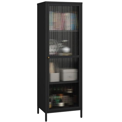 MIOCASA Metal Storage Cabinet with Glass Door, Steel File Cabinet with 3 Shelves 59.06-inch high for School, Bedroom, Home Office, Gym and Changing Room - White