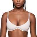 INLYRIC Women's Inbarely Plus Plunge Bra - Unlined Underwire Sexy Demi Balconette Bras (36B, Coconut White)