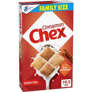 Cinnamon Chex Cereal, Gluten Free Breakfast Cereal, Made with Whole Grain, Family Size, 19.2 oz, BBD: 10Jan27